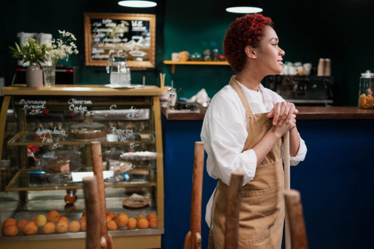 a person standing in a kitchen