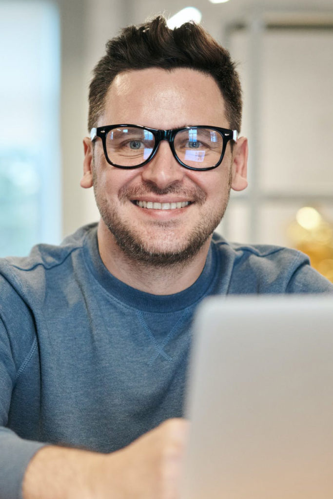 a man wearing glasses