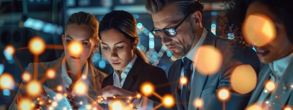 a group of business professionals viewing a secure and reliable pubchem connector for data access and management.